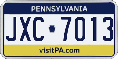 PA license plate JXC7013