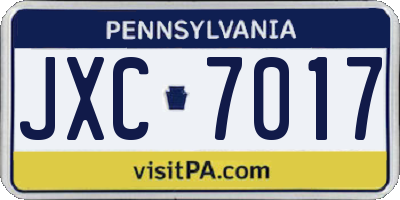 PA license plate JXC7017