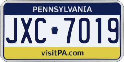 PA license plate JXC7019