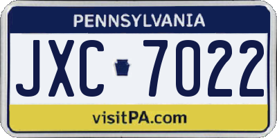 PA license plate JXC7022