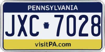 PA license plate JXC7028
