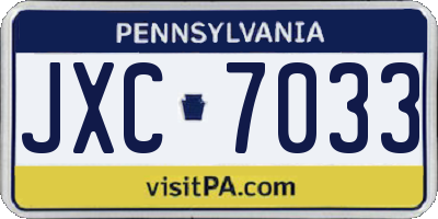 PA license plate JXC7033
