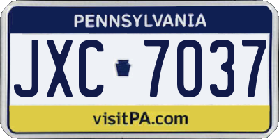 PA license plate JXC7037