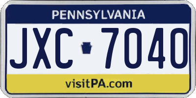 PA license plate JXC7040