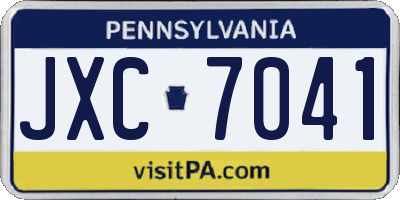 PA license plate JXC7041