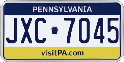 PA license plate JXC7045