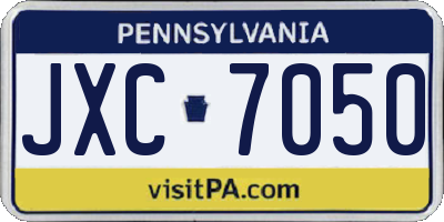 PA license plate JXC7050