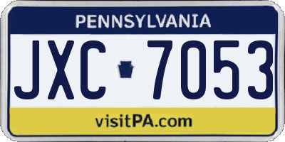 PA license plate JXC7053