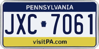 PA license plate JXC7061
