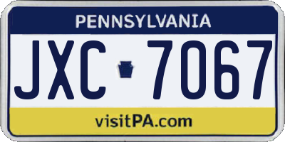PA license plate JXC7067