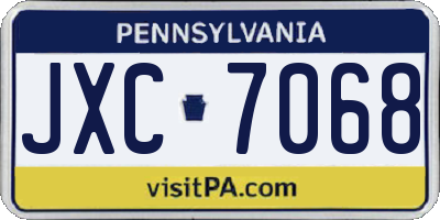 PA license plate JXC7068