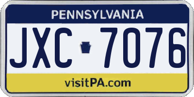 PA license plate JXC7076
