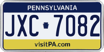 PA license plate JXC7082