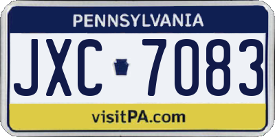 PA license plate JXC7083