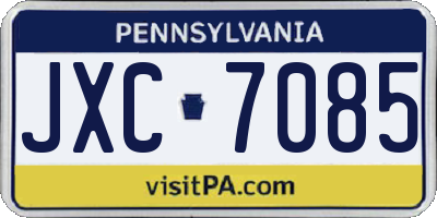 PA license plate JXC7085