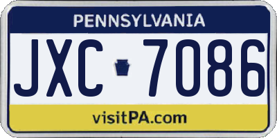 PA license plate JXC7086