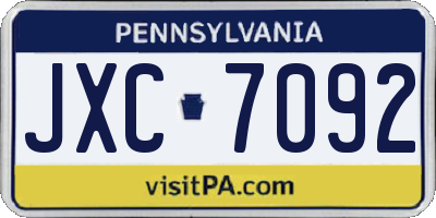 PA license plate JXC7092