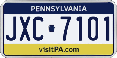 PA license plate JXC7101