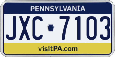 PA license plate JXC7103