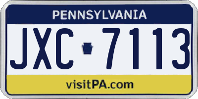 PA license plate JXC7113