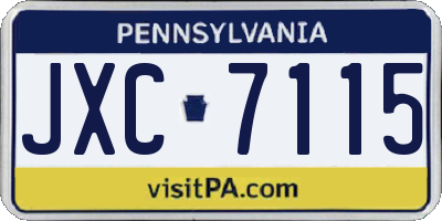 PA license plate JXC7115
