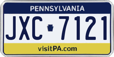 PA license plate JXC7121