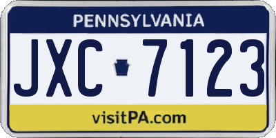 PA license plate JXC7123