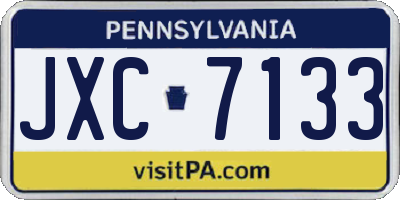 PA license plate JXC7133
