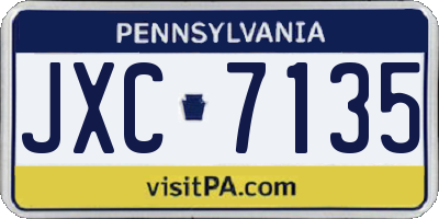 PA license plate JXC7135