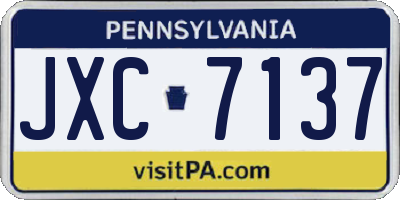 PA license plate JXC7137