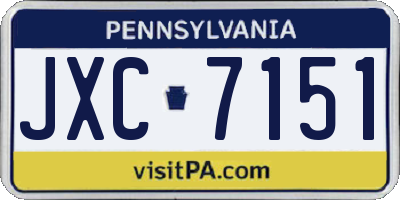 PA license plate JXC7151