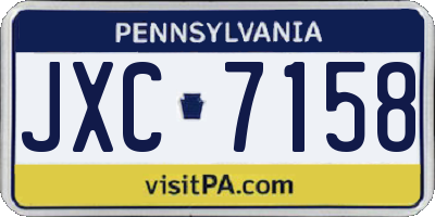 PA license plate JXC7158