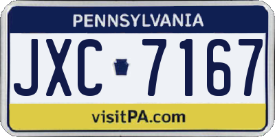 PA license plate JXC7167