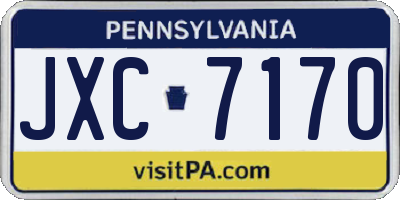 PA license plate JXC7170