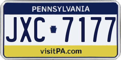 PA license plate JXC7177