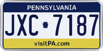 PA license plate JXC7187