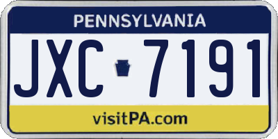 PA license plate JXC7191