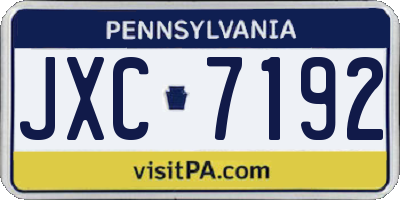 PA license plate JXC7192