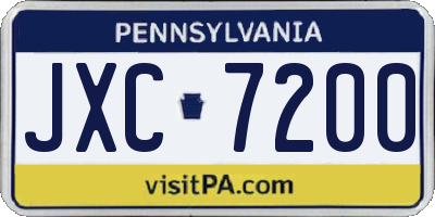 PA license plate JXC7200