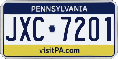 PA license plate JXC7201