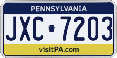 PA license plate JXC7203