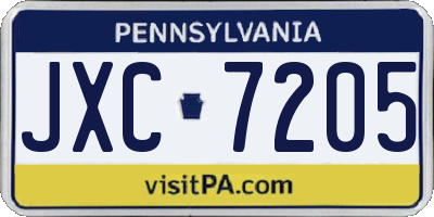 PA license plate JXC7205