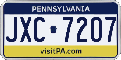 PA license plate JXC7207