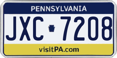 PA license plate JXC7208