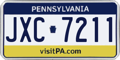 PA license plate JXC7211