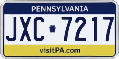 PA license plate JXC7217