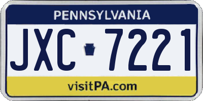 PA license plate JXC7221