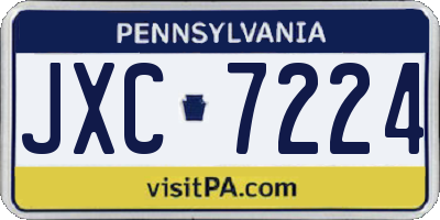 PA license plate JXC7224