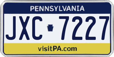 PA license plate JXC7227