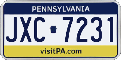 PA license plate JXC7231